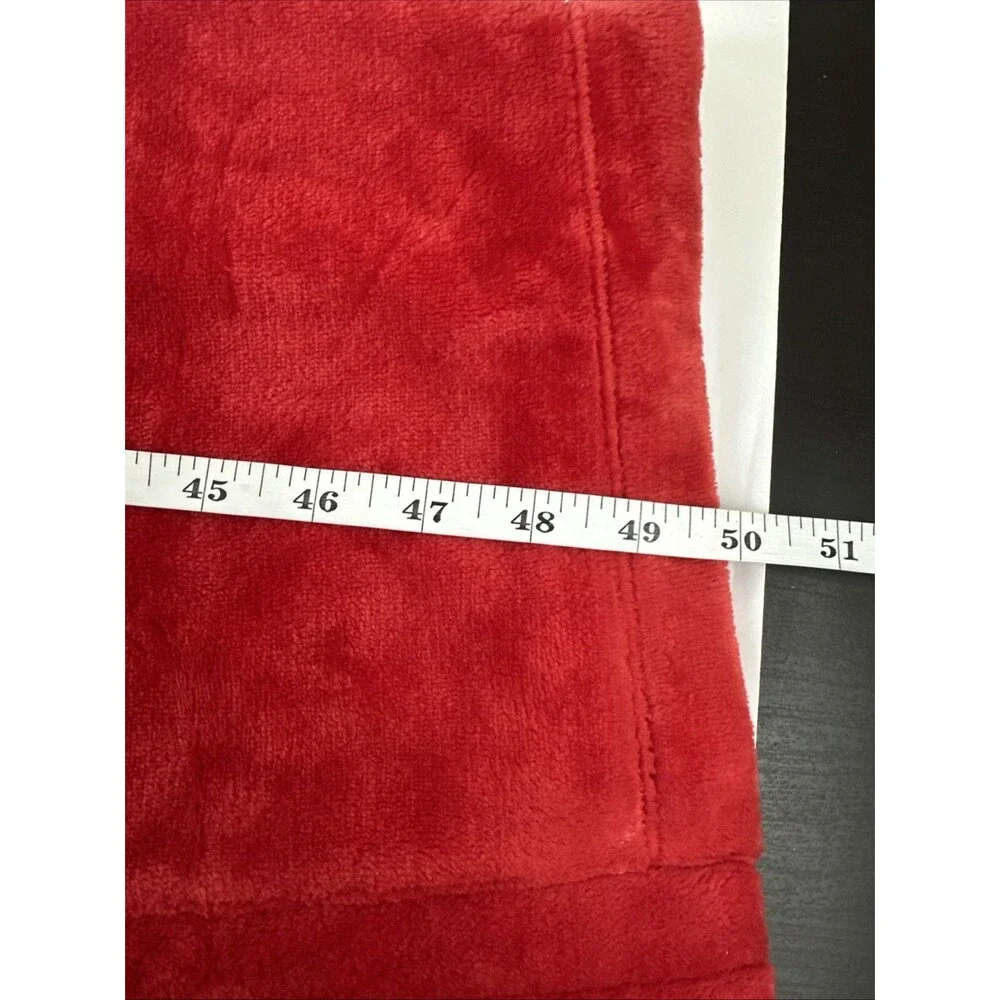 Lands End Cozy Plush Long Wrap Robe Belt Red Patch Pockets Soft Womens XS‎ 2-4